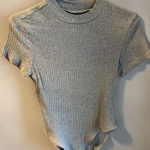 Grey mock turtle neck body suit